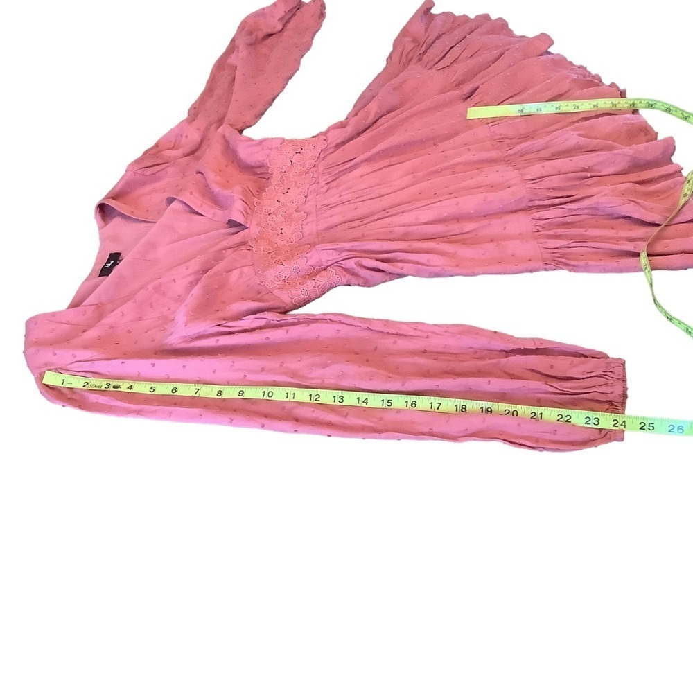 Lulus Charming Approach Dusty Rose Swiss Dot Mini Dress Size M Boho Romantic - Picture 10 of 11